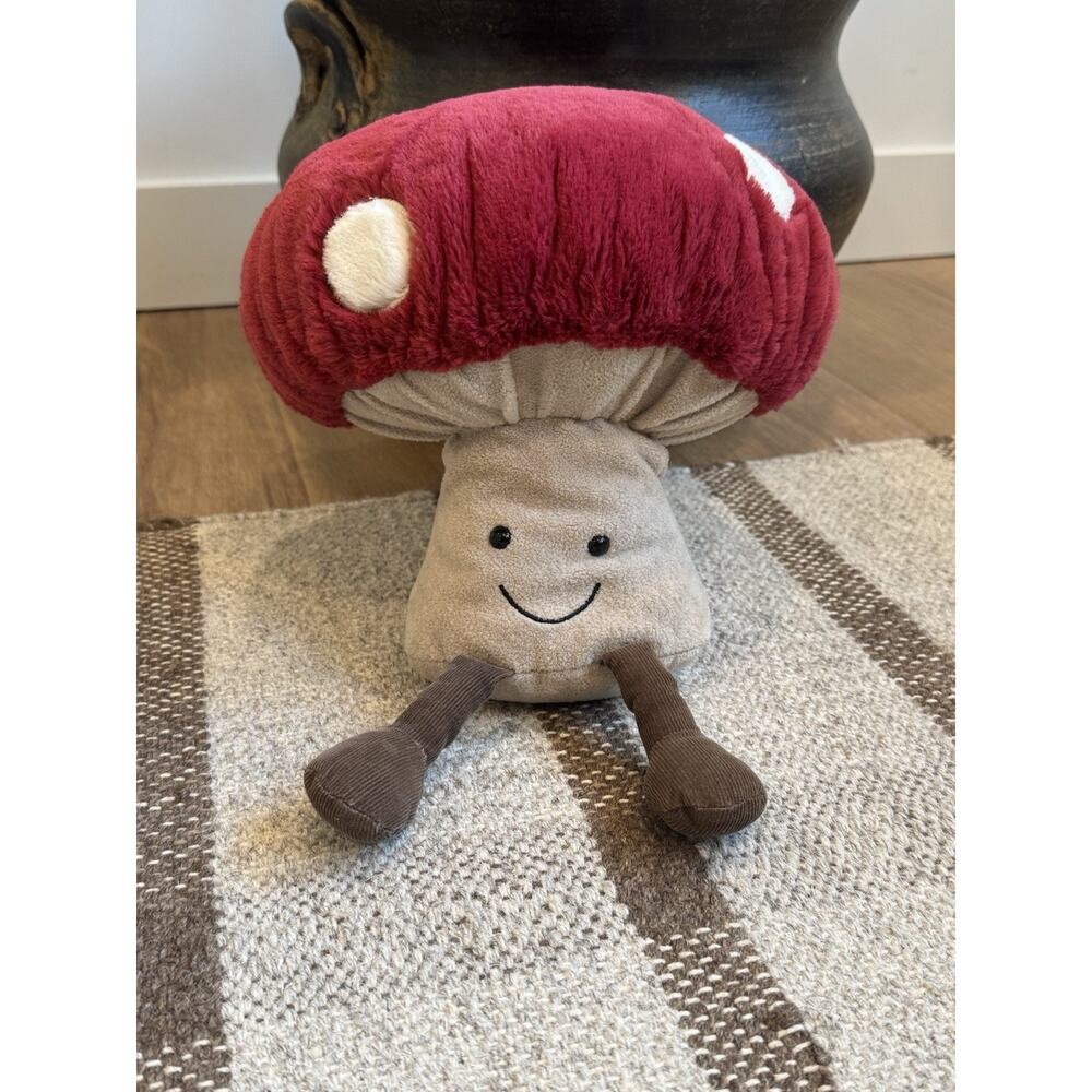 Jellycat Amuseable Mushroom Cranberry Red Medium Plush Stuffie Retired